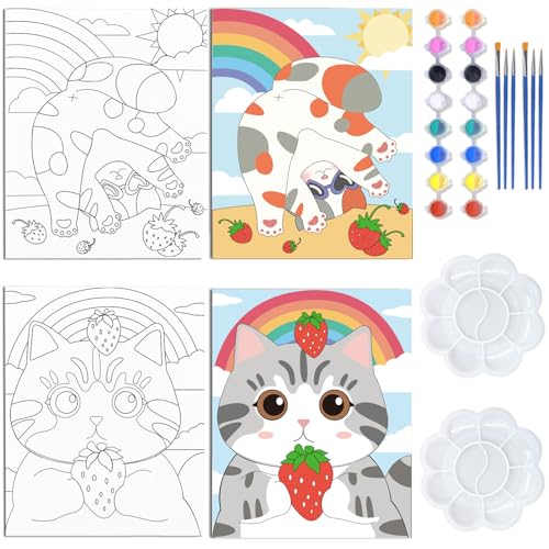 WEBEEDY 2 Pack 8x10 Zoll Vorzeichnung Leinwand Vorgedruckte Leinwand Set Niedliche Tiere Malen Leinwand Malen Malset Für Anfänger Künstler, Einfache Acrylfarbe Mit Farben Und Pinseln Katze Regenbogen WEBEEDY 2 Pack 8x10 Zoll Vorzeichnung Leinwand Vorgedruckte Leinwand Set Niedliche Tiere Malen Leinwand Malen Malset Für Anfänger Künstler, Einfache Acrylfarbe Mit Farben Und Pinseln Katze Regenbogen von WEBEEDY
