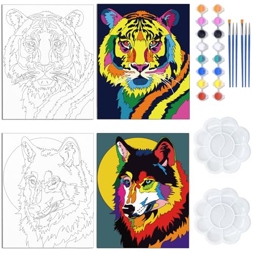 WEBEEDY 2 Pack Vorgezeichnete Leinwand-Kit Vorgedruckte Leinwand-Set Tiere DIY Leinwandmalerei Geschenkkits 8x10 Zoll Bunte Wolf Tiger Malerei Leinwandmalerei Kunstset Für Heimdekoration Partygeschenk WEBEEDY 2 Pack Vorgezeichnete Leinwand-Kit Vorgedruckte Leinwand-Set Tiere DIY Leinwandmalerei Geschenkkits 8x10 Zoll Bunte Wolf Tiger Malerei Leinwandmalerei Kunstset Für Heimdekoration Partygeschenk von WEBEEDY