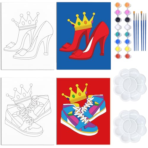 WEBEEDY 2 Pack Vorgezeichnete Leinwand Paare Malparty-Kits Sip Und Mal-Kit Für Erwachsene Date Night 20x25 cm Leinwandmalerei Kunst Date Night Spiele Für Valentinstag,High Heel Sneakers WEBEEDY 2 Pack Vorgezeichnete Leinwand Paare Malparty-Kits Sip Und Mal-Kit Für Erwachsene Date Night 20x25 cm Leinwandmalerei Kunst Date Night Spiele Für Valentinstag,High Heel Sneakers von WEBEEDY