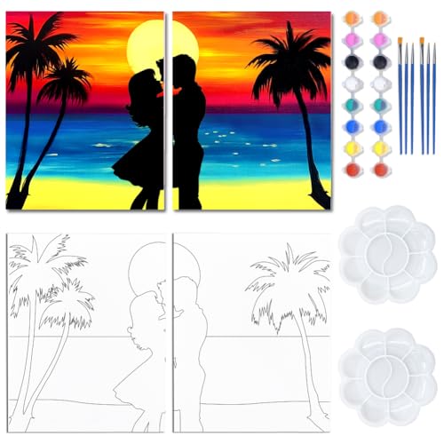 WEBEEDY 2 Packt Malen nach Zahlen Set Für Den Paar Date Abend 20x25cm Sonnenuntergang Vorzeichnung Strand Leinwand Für Malpartybedarf Geburtstag Jubiläen Hochzeitsgeschenk Wohnkultur WEBEEDY 2 Packt Malen nach Zahlen Set Für Den Paar Date Abend 20x25cm Sonnenuntergang Vorzeichnung Strand Leinwand Für Malpartybedarf Geburtstag Jubiläen Hochzeitsgeschenk Wohnkultur von WEBEEDY