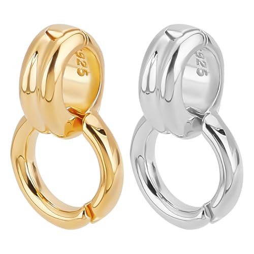 WEBEEDY 2 Pcs 925 Sterling Silber Double Bail Clasps für Schmuckherstellung Gold und Silber Anhänger Clasp Connectors Bails Twister Clasp für Halskette Armband Keychain DIY Schmuckherstellung,9x14.5mm von WEBEEDY
