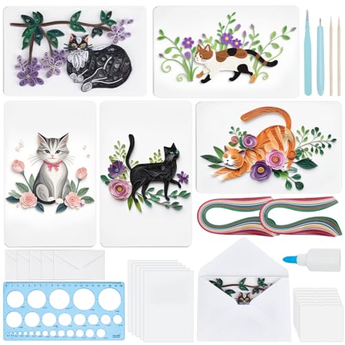 WEBEEDY 20 Set DIY Katze Papier Quilling Kit Mit Anleitung Für Anfänger Erwachsene 5 Stile Katze Blumen Grußkarten Bastelset Mit Quilling Werkzeugen Tierliebhaber Geschenke WEBEEDY 20 Set DIY Katze Papier Quilling Kit Mit Anleitung Für Anfänger Erwachsene 5 Stile Katze Blumen Grußkarten Bastelset Mit Quilling Werkzeugen Tierliebhaber Geschenke von WEBEEDY