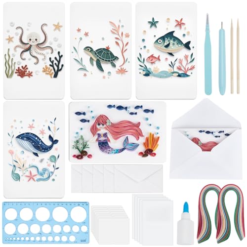 WEBEEDY 20 Set Meerjungfrau Papier Quilling Kit Für Erwachsene Anfänger 5 Stile Meerjungfrauen Seepferdchen Krake Schildkröten Meereslebewesen Grußkarten Bastelset Mit Anleitung Sommer Geschenke WEBEEDY 20 Set Meerjungfrau Papier Quilling Kit Für Erwachsene Anfänger 5 Stile Meerjungfrauen Seepferdchen Krake Schildkröten Meereslebewesen Grußkarten Bastelset Mit Anleitung Sommer Geschenke von WEBEEDY