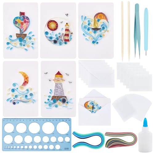 WEBEEDY 20 Set Paper Quilling Kit Für Erwachsene Anfänger 5 Stile Leuchttürme Boote Wellen Liebe Thema Quilling Grußkarten Bastelset Mit Anleitung WEBEEDY 20 Set Paper Quilling Kit Für Erwachsene Anfänger 5 Stile Leuchttürme Boote Wellen Liebe Thema Quilling Grußkarten Bastelset Mit Anleitung von WEBEEDY