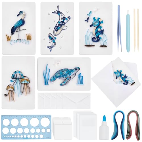 WEBEEDY 20 Set Papier Quilling Kit Für Erwachsene Anfänger 5 Stile Schildkröten Delphine Flamingos Quallen Seepferdchen Quilling Grußkarten Bastelset Mit Anleitung Für Geburtstag WEBEEDY 20 Set Papier Quilling Kit Für Erwachsene Anfänger 5 Stile Schildkröten Delphine Flamingos Quallen Seepferdchen Quilling Grußkarten Bastelset Mit Anleitung Für Geburtstag von WEBEEDY