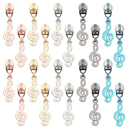 WEBEEDY 20 Stück 5 Farben Musiknoten-Reißverschlussschieber, Ersatz für Geldbörse, Rucksack, Gepäck, Jacke, Nylon-Spule, Reißverschlüsse, Reparatur, DIY, Tasche, Kleidung, Bastelzubehör WEBEEDY 20 Stück 5 Farben Musiknoten-Reißverschlussschieber, Ersatz für Geldbörse, Rucksack, Gepäck, Jacke, Nylon-Spule, Reißverschlüsse, Reparatur, DIY, Tasche, Kleidung, Bastelzubehör von WEBEEDY