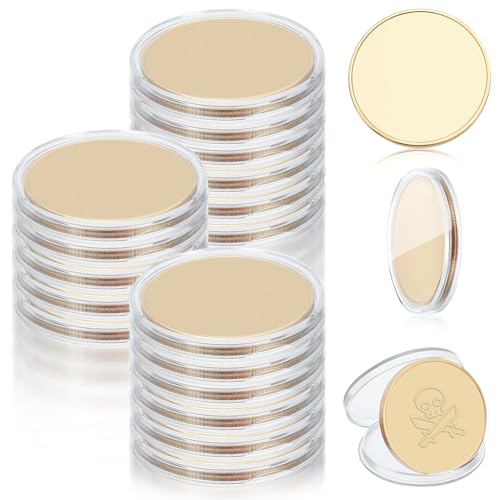 WEBEEDY 20 Stück Blanko-Challenge-Münze Metallprägung Sublimationsrohlinge 40 mm Lasergravur Runde Etiketten Münze Mit Gewindekante Und Acryl-Schutzbox Für Valentinstag, Jahrestagsgeschenke, Gold WEBEEDY 20 Stück Blanko-Challenge-Münze Metallprägung Sublimationsrohlinge 40 mm Lasergravur Runde Etiketten Münze Mit Gewindekante Und Acryl-Schutzbox Für Valentinstag, Jahrestagsgeschenke, Gold von WEBEEDY