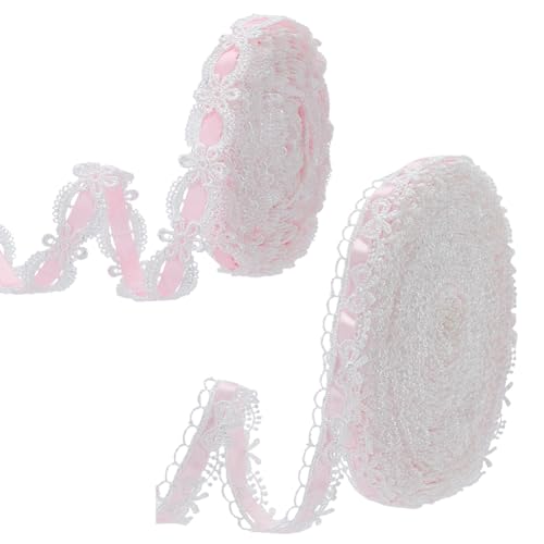 WEBEEDY 20 Yard Blumen Schleifen Spitze Borte Rosa Spitzenband 2 Stile 1.8cm Stickerei Band Rüschenbesatz Für DIY Bastelarbeiten Kostüme Handtaschen Und Nähprojekte von WEBEEDY