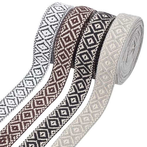 WEBEEDY 20 Yard Boho Jacquard Zierband Ethnische Stil Gestickte Gewebte Borte 2.5cm Breit 4 Farben Rhombus Muster Boho Spitzenverzierungen Borte Für Kleidung WEBEEDY 20 Yard Boho Jacquard Zierband Ethnische Stil Gestickte Gewebte Borte 2.5cm Breit 4 Farben Rhombus Muster Boho Spitzenverzierungen Borte Für Kleidung von WEBEEDY