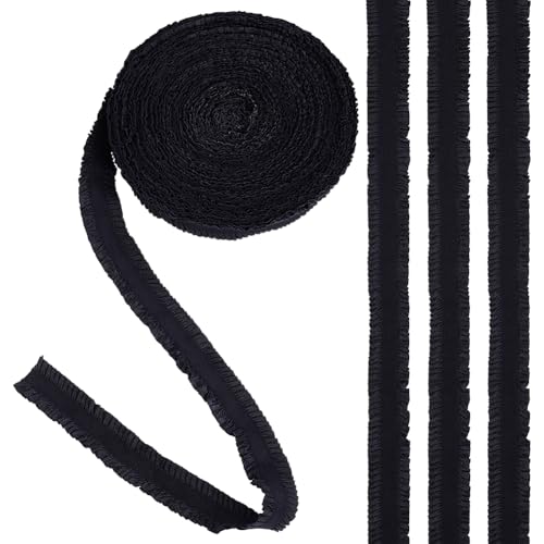 WEBEEDY 20 Yard Elastische Spitzenborte 2.5 cm Breit Doppelter Rüschenbesatz Schwarz Dehnbarer Stoffband Für Nähen Kleider Geschenkverpackung Basteln WEBEEDY 20 Yard Elastische Spitzenborte 2.5 cm Breit Doppelter Rüschenbesatz Schwarz Dehnbarer Stoffband Für Nähen Kleider Geschenkverpackung Basteln von WEBEEDY