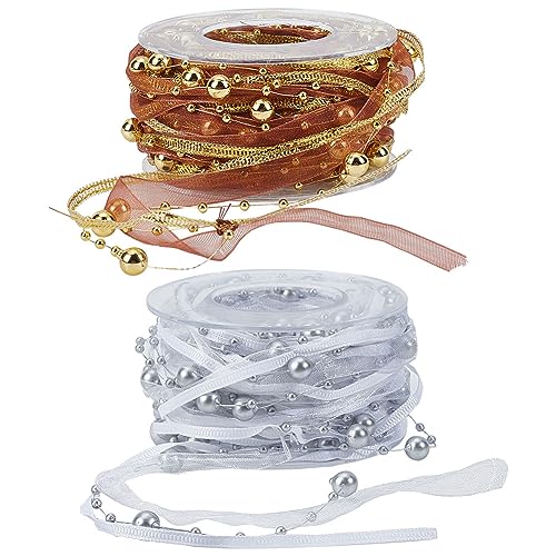 WEBEEDY 20M/65 Fuß Künstliche Perle Perlenband Chiffon Strang Zierleisten Girlande Kettenrolle für Hochzeitsdekoration Weihnachtsbaumdekoration Geschenk Bastelverpackung WEBEEDY 20M/65 Fuß Künstliche Perle Perlenband Chiffon Strang Zierleisten Girlande Kettenrolle für Hochzeitsdekoration Weihnachtsbaumdekoration Geschenk Bastelverpackung von WEBEEDY