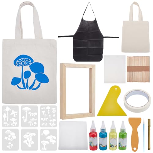 WEBEEDY 21 Stück DIY Siebdruck Set Pilz Thema Siebdruck Set Enthält Holz Siebdruckrahmen Schablonen Und Werkzeuge Siebdruck Starter Set Mit Anleitung Für Erwachsene WEBEEDY 21 Stück DIY Siebdruck Set Pilz Thema Siebdruck Set Enthält Holz Siebdruckrahmen Schablonen Und Werkzeuge Siebdruck Starter Set Mit Anleitung Für Erwachsene von WEBEEDY