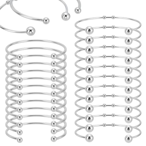 WEBEEDY 24 Pcs 2 Style Ball Ende Manschette Armband Ball Öffnung Einstellbar Bangle Wire Bangle Armband für Schmuck Machen DIY Armband Handwerk Zubehör für Geburtstag Geschenk, Silber,6,1/6,5cm WEBEEDY 24 Pcs 2 Style Ball Ende Manschette Armband Ball Öffnung Einstellbar Bangle Wire Bangle Armband für Schmuck Machen DIY Armband Handwerk Zubehör für Geburtstag Geschenk, Silber,6,1/6,5cm von WEBEEDY