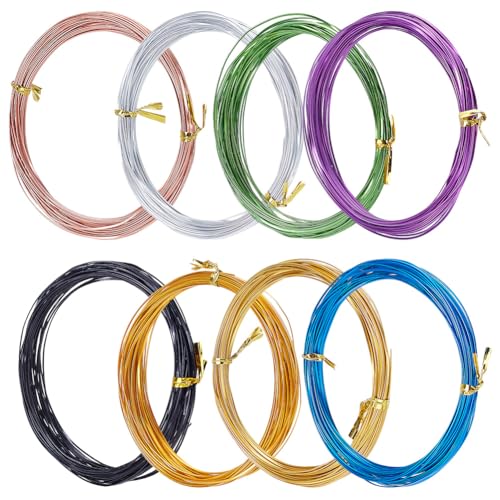 WEBEEDY 262 Fuß 24 Messgerät Flachaluminiumdraht 0.5mm Dickes Cloisonné Email Draht 8 Farben Biegsame Metalldrähte Für DIY Schmuckherstellung (32.8 Fuß/Rolle 8 Rollen) von WEBEEDY