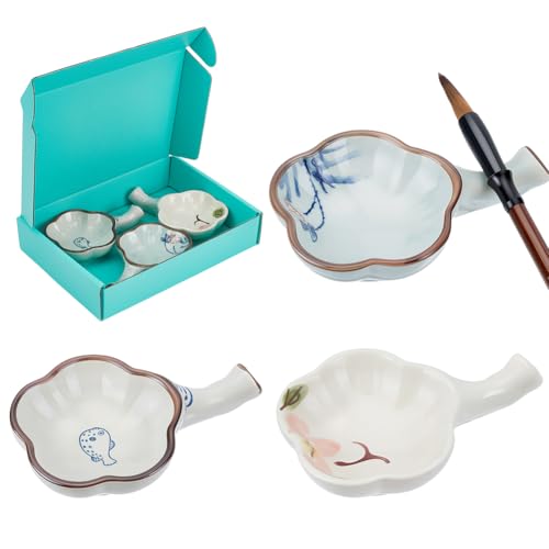 WEBEEDY 3 Arten Keramik Tintenschale Mit Griff Fisch Lotus Pfingstrose Porzellan Tintenplatte Multifunktionale Palette Pinselhalter Ruhe Für Chinesische Kalligrafiebedarf 11.5x7.5x2.5cm WEBEEDY 3 Arten Keramik Tintenschale Mit Griff Fisch Lotus Pfingstrose Porzellan Tintenplatte Multifunktionale Palette Pinselhalter Ruhe Für Chinesische Kalligrafiebedarf 11.5x7.5x2.5cm von WEBEEDY