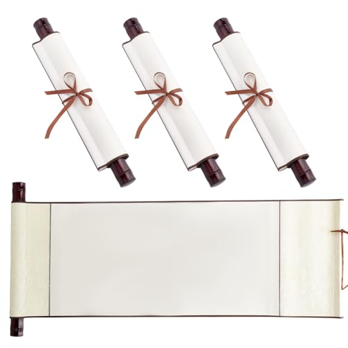 WEBEEDY 3 Stück Leere Hängerolle Vintage-Rollen Aus Leerem Papier Xuan Papier Kunst Wand Schriftrollen Chinesische Kalligraphie-Zeichnungsrollen Xuan-Papier Zum Schreiben, Zeichnung, Beige, 150*48cm WEBEEDY 3 Stück Leere Hängerolle Vintage-Rollen Aus Leerem Papier Xuan Papier Kunst Wand Schriftrollen Chinesische Kalligraphie-Zeichnungsrollen Xuan-Papier Zum Schreiben, Zeichnung, Beige, 150*48cm von WEBEEDY