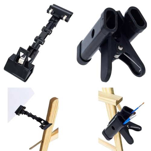 WEBEEDY 3 Stück Staffelei-Pinsel-Clips, Staffelei, Pinselhalter mit 2 drehbaren Doppelkopf-Papierkopierklammern, verstellbarer Malpinsel-Organizer, Tisch-Clip-on-Schild, praktisches Künstlerzubehör WEBEEDY 3 Stück Staffelei-Pinsel-Clips, Staffelei, Pinselhalter mit 2 drehbaren Doppelkopf-Papierkopierklammern, verstellbarer Malpinsel-Organizer, Tisch-Clip-on-Schild, praktisches Künstlerzubehör von WEBEEDY