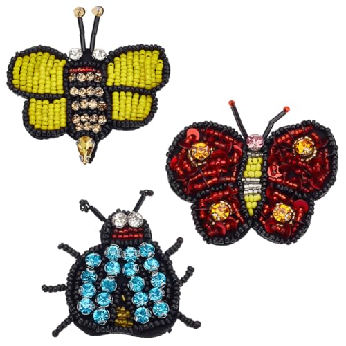 WEBEEDY 3 Stück Strass-Perlen-Bienen-Aufnäher Zum Aufnähen von Pailletten Schmetterlings-Applikationen Zum Selbermachen Glitzernde Stickerei-Applikationen Aufnäher Für Kleidung, Kleid, Hut, Tasche WEBEEDY 3 Stück Strass-Perlen-Bienen-Aufnäher Zum Aufnähen von Pailletten Schmetterlings-Applikationen Zum Selbermachen Glitzernde Stickerei-Applikationen Aufnäher Für Kleidung, Kleid, Hut, Tasche von WEBEEDY