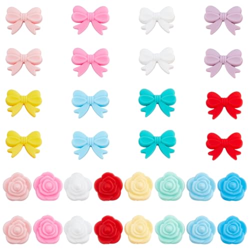 WEBEEDY 32 Stück 2 Stile Bogen Rose Silikon Fokalperlen 8 Farben Schleifen Rosen Fokal Silikonperlen Für Stifte Schlüsselanhänger Herstellung DIY Weiche Lockerperlen Für Erwachsene Schmuckherstellung WEBEEDY 32 Stück 2 Stile Bogen Rose Silikon Fokalperlen 8 Farben Schleifen Rosen Fokal Silikonperlen Für Stifte Schlüsselanhänger Herstellung DIY Weiche Lockerperlen Für Erwachsene Schmuckherstellung von WEBEEDY