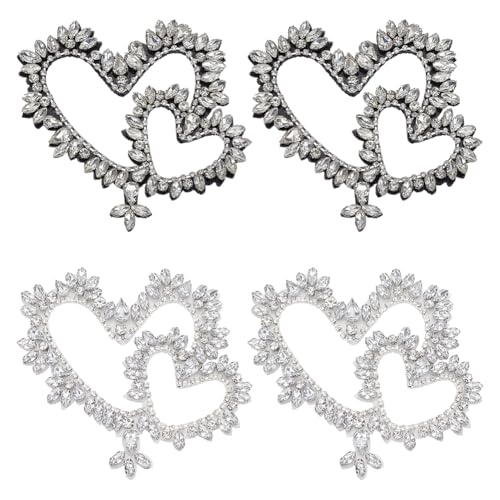 WEBEEDY 4 Pcs Nähen auf Kristall Doppelherz Strass Patches, Niedliche Liebe Herz Nähen Perlen Patches DIY dekorative Patch für Taschen Kleidung Valentinstag Hochzeit Kleid Dekor WEBEEDY 4 Pcs Nähen auf Kristall Doppelherz Strass Patches, Niedliche Liebe Herz Nähen Perlen Patches DIY dekorative Patch für Taschen Kleidung Valentinstag Hochzeit Kleid Dekor von WEBEEDY