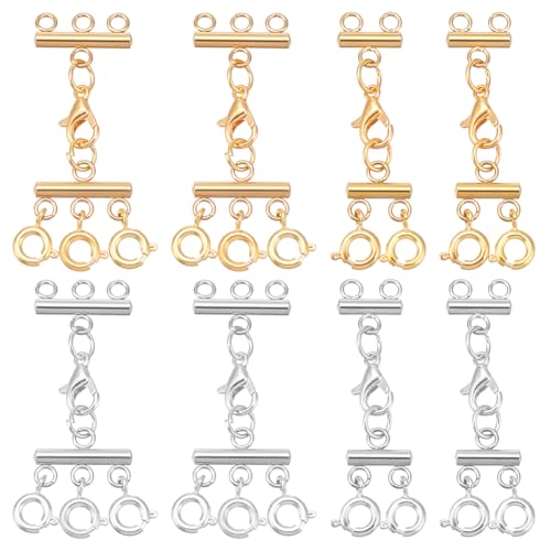 WEBEEDY 4 Stile Halsketten-Verschlüsse, Gold- und Silber-Halsketten-Trenner, Damen-Halsketten, Verbindungsstücke, Schmuck, Schichtverschlüsse, mehrsträngige Halsketten, Verschluss mit von WEBEEDY