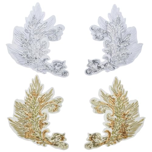 WEBEEDY 4 Stück 2 Paar Pailletten Phoenix bestickte Flicken zum Aufnähen auf Patch Phoenix Pfau Schwanz Applikation antiker Stil dekorative Stoffaufkleber für Hochzeitskleid Kleidung (Weiß, Silber und WEBEEDY 4 Stück 2 Paar Pailletten Phoenix bestickte Flicken zum Aufnähen auf Patch Phoenix Pfau Schwanz Applikation antiker Stil dekorative Stoffaufkleber für Hochzeitskleid Kleidung (Weiß, Silber und von WEBEEDY