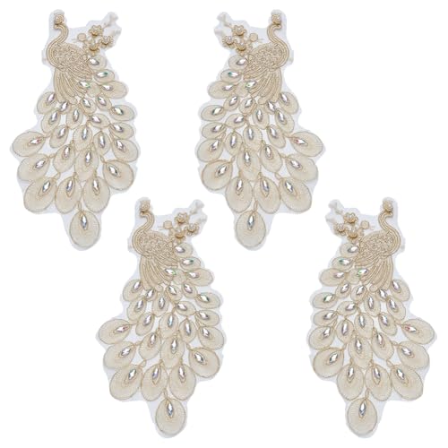 WEBEEDY 4 Stück 2 Paare Gold Strass Applikation Pfau Perlen Stoff Applikationen Verzierungen Das Aufnähen von Spitzenapplikationen Zur Verzierung von Kostümen WEBEEDY 4 Stück 2 Paare Gold Strass Applikation Pfau Perlen Stoff Applikationen Verzierungen Das Aufnähen von Spitzenapplikationen Zur Verzierung von Kostümen von WEBEEDY