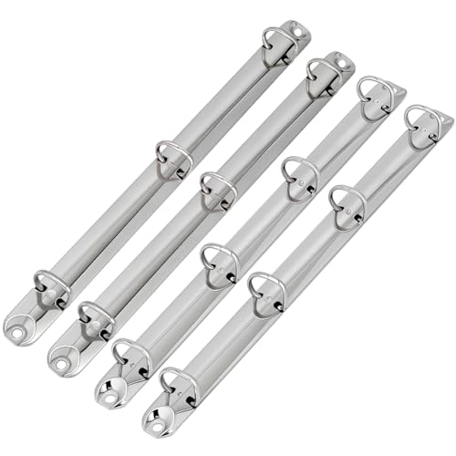 WEBEEDY 4 Stück 3-Ring-4-Ring-Binder-Mechanismus-Ersatz-Set, 16 mm D-Ringe, Metall-Clip-Ringbuch-Mechanismus, lose Blätter, Binderinge für Organizer, Planer, Notizbuch, Zubehör (Silber) von WEBEEDY