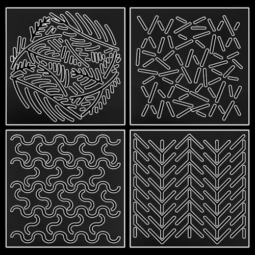 WEBEEDY 4 Stück Acryl Sashiko Schablonen Stickerei Transfer Sashiko Muster Schablonen Anfänger Handnähen Liebhaber Stickmuster Für Handquilten Und Sticken 12x12cm von WEBEEDY