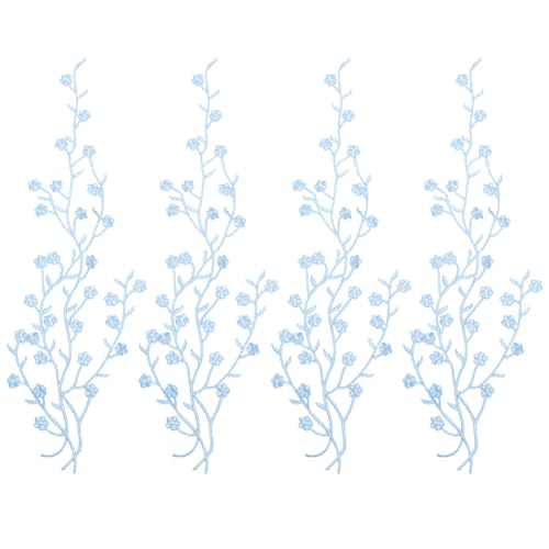 WEBEEDY 4 Stück Bestickte Blumen-Spitzenapplikationen Zum Aufbügeln Verzierungen Für DIY-Kleid Hochzeitskleid Blumen-Stickerei-Aufnäher DIY-Patch Kleidung Bastelzubehör von WEBEEDY