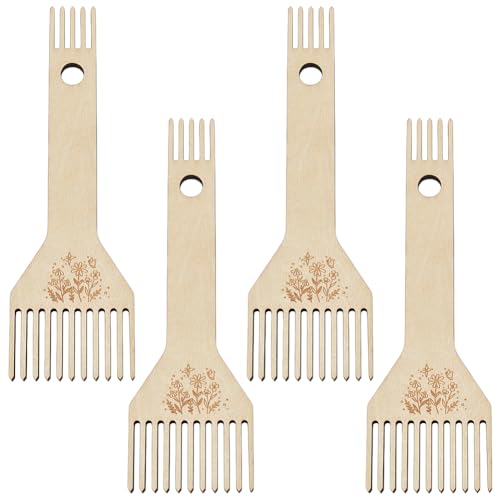 WEBEEDY 4 Stück Hölzerne Webstuhl Kamm Double Ended Fringe Kamm DIY Geflochtene Werkzeuge für Anfänger gewebt Stricken Nähen Kunsthandwerk Pullover Schals DIY Handarbeiten, 20cmx6.2cm WEBEEDY 4 Stück Hölzerne Webstuhl Kamm Double Ended Fringe Kamm DIY Geflochtene Werkzeuge für Anfänger gewebt Stricken Nähen Kunsthandwerk Pullover Schals DIY Handarbeiten, 20cmx6.2cm von WEBEEDY