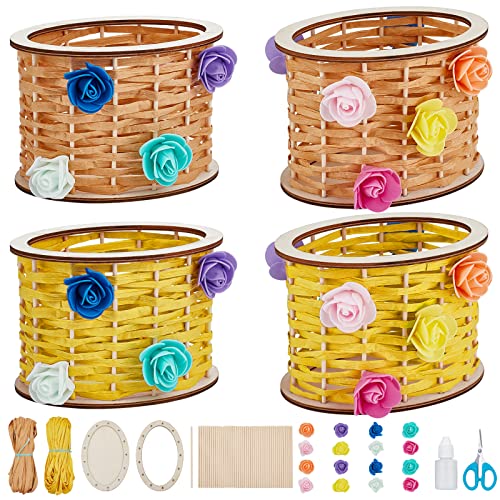 WEBEEDY 4 Stück Korbflecht Set DIY Korbflechten Bastelsets für Kinder Korbflechten zum Befüllen, Kreativsets zum Basteln Ostern Geschenkidee und Dekor von WEBEEDY