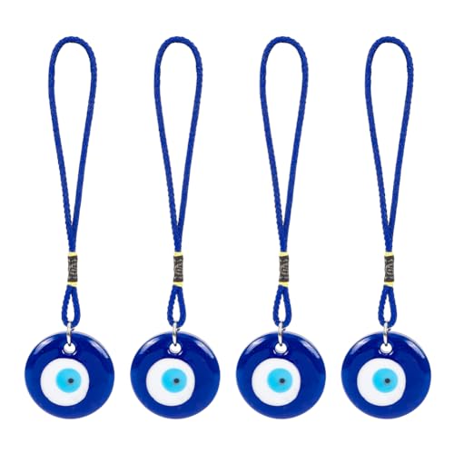 WEBEEDY 4 Stück Nazar Boncuk Boncugu Türkisch Blau Auge Evil Eye Wandbehang Boese Auge, Ornament Amulett Dekoration Home Decor Schutz Segen Geschenk Glasperlen Anhänger von WEBEEDY