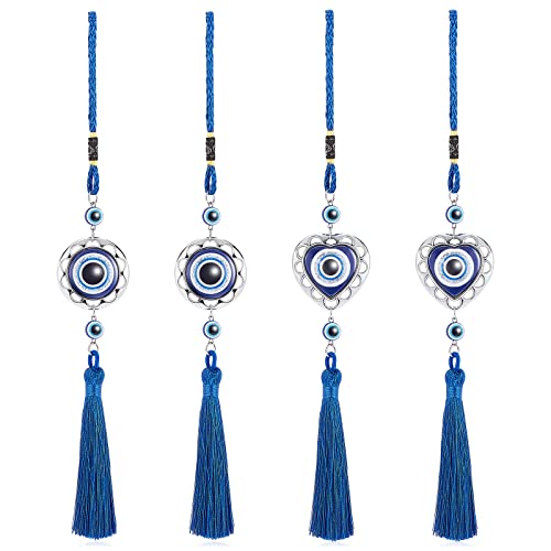 WEBEEDY 4 Stück Nazar Boncuk Evil Eye Wanddeko Türkisches Glasamulett Türkisch Blau Auge Evil Eye Wandbehang Schutz Segen Geschenk Glasperlen Anhänger für Auto Haus und Büro von WEBEEDY