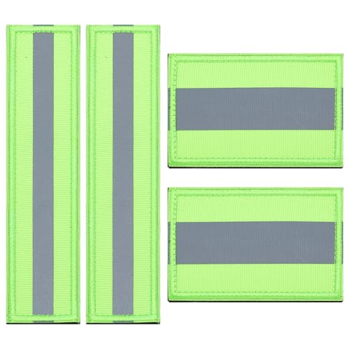 WEBEEDY 4 Stück Reflektierende Sicherheitsaufnäher 2 Größen Klettverschluss Reflektierende Aufnäher Für Nächtliche Sportler Regenjacken Hundeweste Arbeiter (Grün) von WEBEEDY