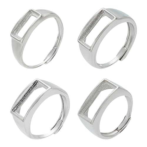 WEBEEDY 4 Stück silberfarbene, rechteckige verstellbare Fingerringrohlinge für Cabochon, Ringablagen, Einstellungen, DIY-Lünette für Verzierungen, Ringe, Schmuckherstellung, 2,3 cm WEBEEDY 4 Stück silberfarbene, rechteckige verstellbare Fingerringrohlinge für Cabochon, Ringablagen, Einstellungen, DIY-Lünette für Verzierungen, Ringe, Schmuckherstellung, 2,3 cm von WEBEEDY