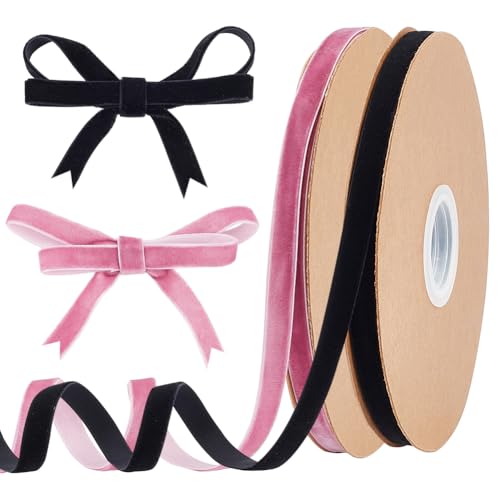 WEBEEDY 40 Yards Halloween Samtband Für Bastelarbeiten 1cm Schwarz Und Lila Stoff Samtband Für Schleifenherstellung Geschenkverpackung Halloween Party Dekoration (2 Rollen) von WEBEEDY