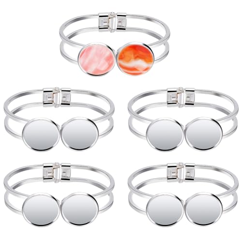 WEBEEDY 5 Stück Lünette Tablett Leer Armreifen Silber Runde Cabochon Armreifen Rohlinge Mit 20 mm Doppelrunde Tablett Für Cabochon Armband Herstellung DIY Schmuckherstellung Geschenke zu Weihnachten WEBEEDY 5 Stück Lünette Tablett Leer Armreifen Silber Runde Cabochon Armreifen Rohlinge Mit 20 mm Doppelrunde Tablett Für Cabochon Armband Herstellung DIY Schmuckherstellung Geschenke zu Weihnachten von WEBEEDY