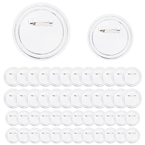 WEBEEDY 50 Stück Buttons Selber Machen ohne Buttonmaschine Anstecker Buttons mit Sicherheitsnadel Transparente Buttons Abzeichen Klar Knopf DIY Badge für Oktoberfest Schule (2.2 Zoll/2.9 Zoll) von WEBEEDY