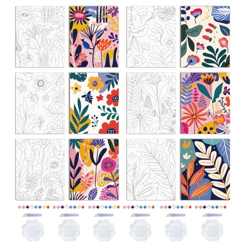WEBEEDY 6 Pack Leinwandmalerei Vorzeichnung Vorbedruckte Leinwände Florale Vorlackierte Leinwand Für Erwachsene, Einfaches Malset Für Erwachsene Anfänger DIY Leinwand-Malsets Zur Dekoration,25*20 cm WEBEEDY 6 Pack Leinwandmalerei Vorzeichnung Vorbedruckte Leinwände Florale Vorlackierte Leinwand Für Erwachsene, Einfaches Malset Für Erwachsene Anfänger DIY Leinwand-Malsets Zur Dekoration,25*20 cm von WEBEEDY