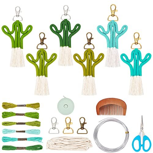 WEBEEDY 6 Packungen Gewebt Kaktus Keychain Handgemachte Böhmische Quaste Schlüsselanhänger Boho Weben Kaktusanlage Anhänger Geschenk Schmuck für Frauen Mädchen Junge von WEBEEDY