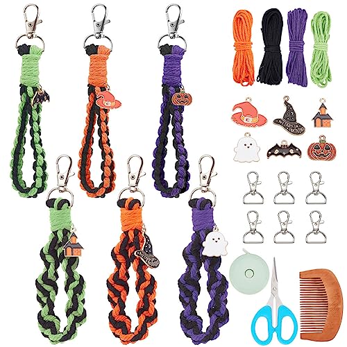 WEBEEDY 6 Set Halloween Makramee Armband Schlüsselanhänger Handgefertigtes Armband Geflochtenes Handgelenk Schlüsselanhänger Handgefertigtes Handgelenk Lanyard Handyhalter für Frauen und Mädchen WEBEEDY 6 Set Halloween Makramee Armband Schlüsselanhänger Handgefertigtes Armband Geflochtenes Handgelenk Schlüsselanhänger Handgefertigtes Handgelenk Lanyard Handyhalter für Frauen und Mädchen von WEBEEDY
