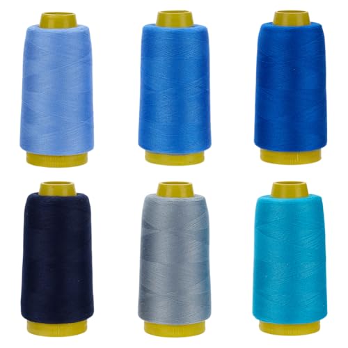 WEBEEDY 6 Spulen Nähgarn Blautöne Polyestergarn für Anfänger, 1200 m pro Spule, Allzweck-Nähgarne für Nähmaschine, Handnähen, Quiltzubehör WEBEEDY 6 Spulen Nähgarn Blautöne Polyestergarn für Anfänger, 1200 m pro Spule, Allzweck-Nähgarne für Nähmaschine, Handnähen, Quiltzubehör von WEBEEDY