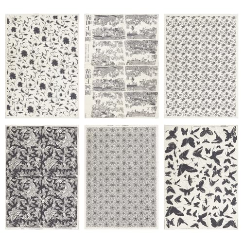 WEBEEDY 6 Stile Unterglasur-Transfers Keramik-Abziehbilder Blumen-Thema Porzellan-Keramik-Ton Glasur-Transferpapierbögen Für Töpferkunst Überglasur-Emaille-Aufkleber Wasserrutsch-Aufkleber von WEBEEDY