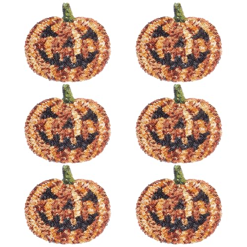 WEBEEDY 6 Stück Pailletten-Patches für Halloween, Kürbisform, klassische gelbe Kürbis-Form, Applikation zum Aufnähen, Glitzer, Halloween-Applikation für Kleidung, Kleid, Jacke, Hut, Schuhe, Cosplay WEBEEDY 6 Stück Pailletten-Patches für Halloween, Kürbisform, klassische gelbe Kürbis-Form, Applikation zum Aufnähen, Glitzer, Halloween-Applikation für Kleidung, Kleid, Jacke, Hut, Schuhe, Cosplay von WEBEEDY