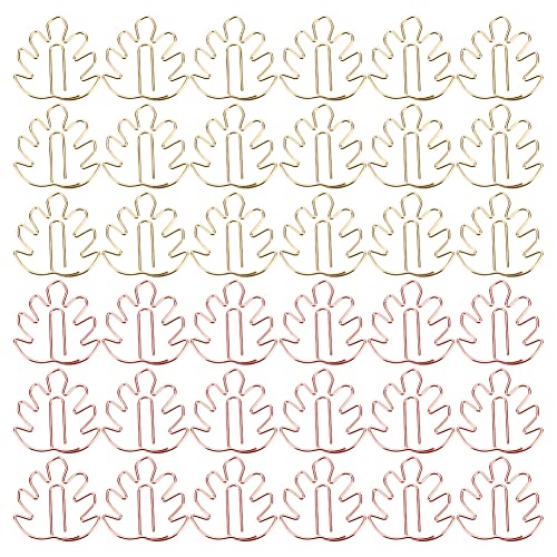 WEBEEDY 60 Stück Büroklammern Monstera Büroklammern Set Blattförmige Klammern Kleine Büroklammern Kreative Metall Klammern Paper Clips für BüRo, Buch, Memo, Papier Poster, Foto, Geschenke von WEBEEDY
