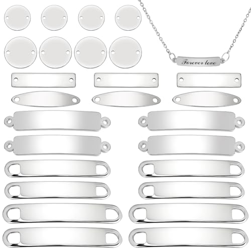 WEBEEDY 70 Stück 7 Stile Edelstahl blanko Stempelanhänger Glieder mit zwei Löchern für Gravur, Schmuckverbinder, Anhänger für Hundemarke, Armband, Halskette, Schmuckherstellung, Edelstahlfarbe WEBEEDY 70 Stück 7 Stile Edelstahl blanko Stempelanhänger Glieder mit zwei Löchern für Gravur, Schmuckverbinder, Anhänger für Hundemarke, Armband, Halskette, Schmuckherstellung, Edelstahlfarbe von WEBEEDY