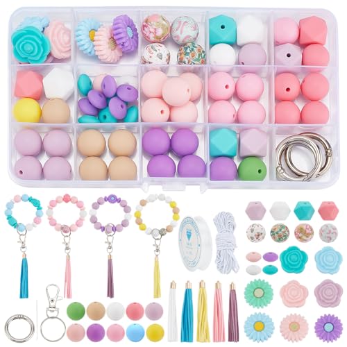 WEBEEDY 78 Stück DIY Blumen Silikonperlen Für Schlüsselanhänger Pen Making Kit Gänseblümchen Rose Silikonperlen Mit Quasten Drucken Abstandshalterperle Für Erwachsene DIY Armband Halskette WEBEEDY 78 Stück DIY Blumen Silikonperlen Für Schlüsselanhänger Pen Making Kit Gänseblümchen Rose Silikonperlen Mit Quasten Drucken Abstandshalterperle Für Erwachsene DIY Armband Halskette von WEBEEDY