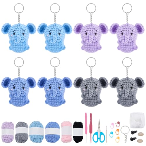 WEBEEDY 8 Set DIY Häkel-Set Für Erwachsene Anfänger Elefanten Schlüsselanhänger Bastelset Tier Häkelstarter Kit Enthält Bunte Wolle Häkelnadel Schlüsselanhänger Und Anleitung WEBEEDY 8 Set DIY Häkel-Set Für Erwachsene Anfänger Elefanten Schlüsselanhänger Bastelset Tier Häkelstarter Kit Enthält Bunte Wolle Häkelnadel Schlüsselanhänger Und Anleitung von WEBEEDY
