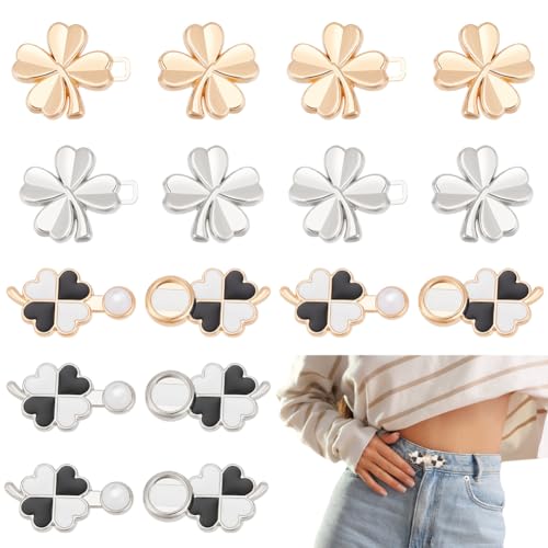 WEBEEDY 8 Sets Jeans-Knopf-Taillenspanner Abnehmbare Jeans-Knopfspanner Hosenclips Kein Nähen Knopfanpassung Sofortige Knopfnadeln Für Hosen Lockere Jeans Vierblättriges Kleeblatt Und Herz WEBEEDY 8 Sets Jeans-Knopf-Taillenspanner Abnehmbare Jeans-Knopfspanner Hosenclips Kein Nähen Knopfanpassung Sofortige Knopfnadeln Für Hosen Lockere Jeans Vierblättriges Kleeblatt Und Herz von WEBEEDY